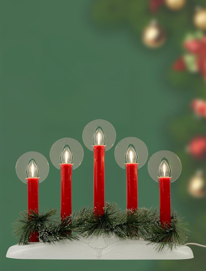 Adirxon 5-Light Electric Window Candle Lamp, Constant-On LED Flameless Tapers - Minimalist Plug-in Candelabra for Holiday, Wedding & Year-Round Home Decor - Image 1